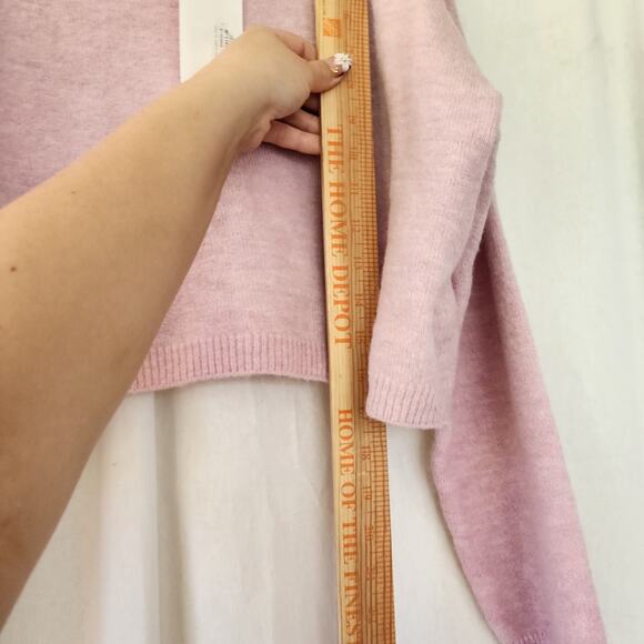 Virna Dro Italy cropped Sweater dusy pink Rose wool 2 (US S )Boxy NWT mock neck - Picture 9 of 11